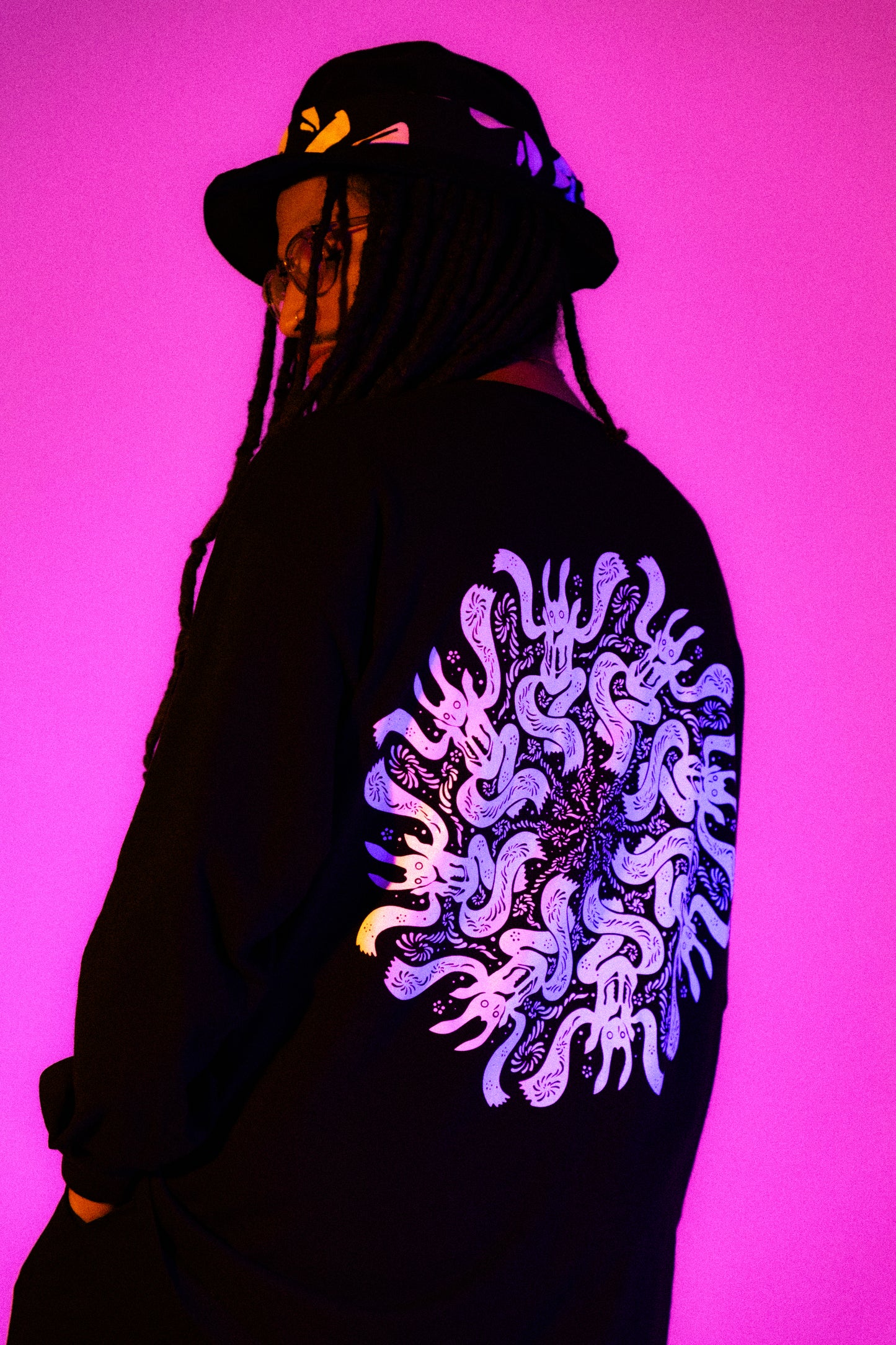 Screen Printed Long Sleeve Tee/曼荼羅雲元三式